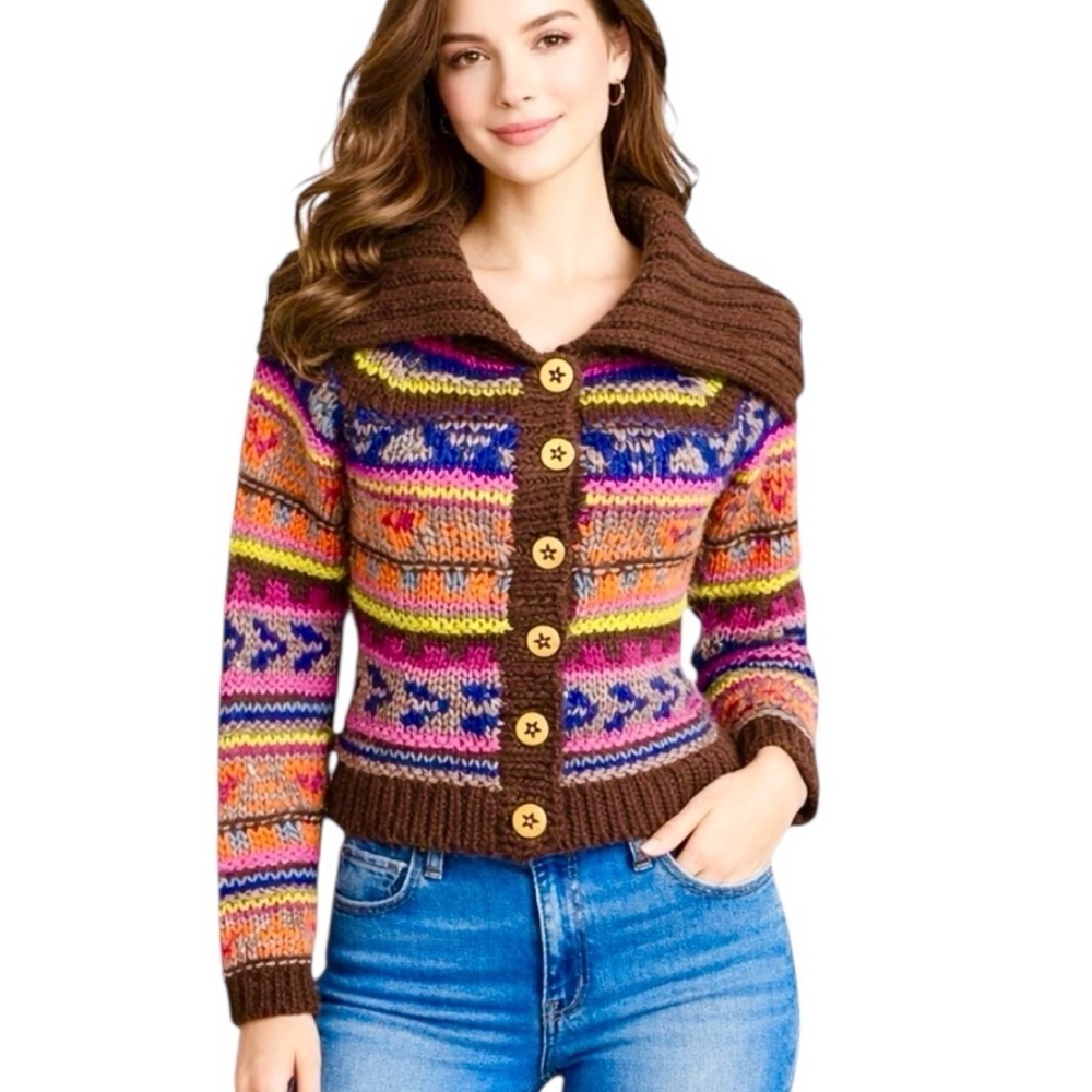 NWT Chelsea & Violet Chunky Boho Cardigan Sweater Size XS - Picture 13 of 13